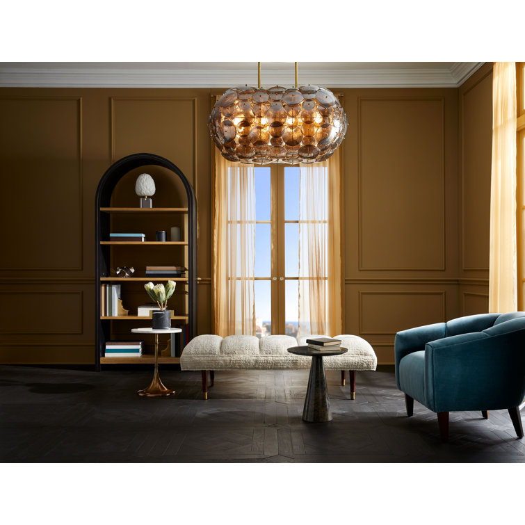 Nebula Brass and Glass 8-Light Oval Chandelier