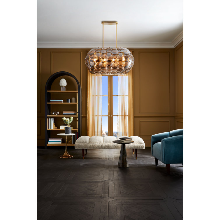 Nebula Brass and Glass 8-Light Oval Chandelier