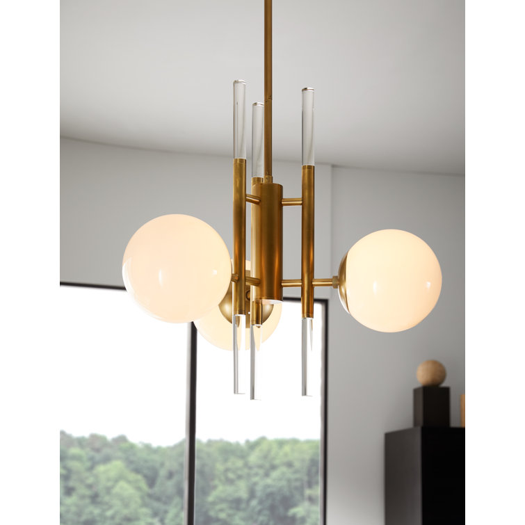 Oberon 48" Antique Brass and Opal Glass Chandelier