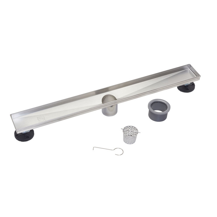 24" Polished Chrome Linear Shower Drain with Offset Grate