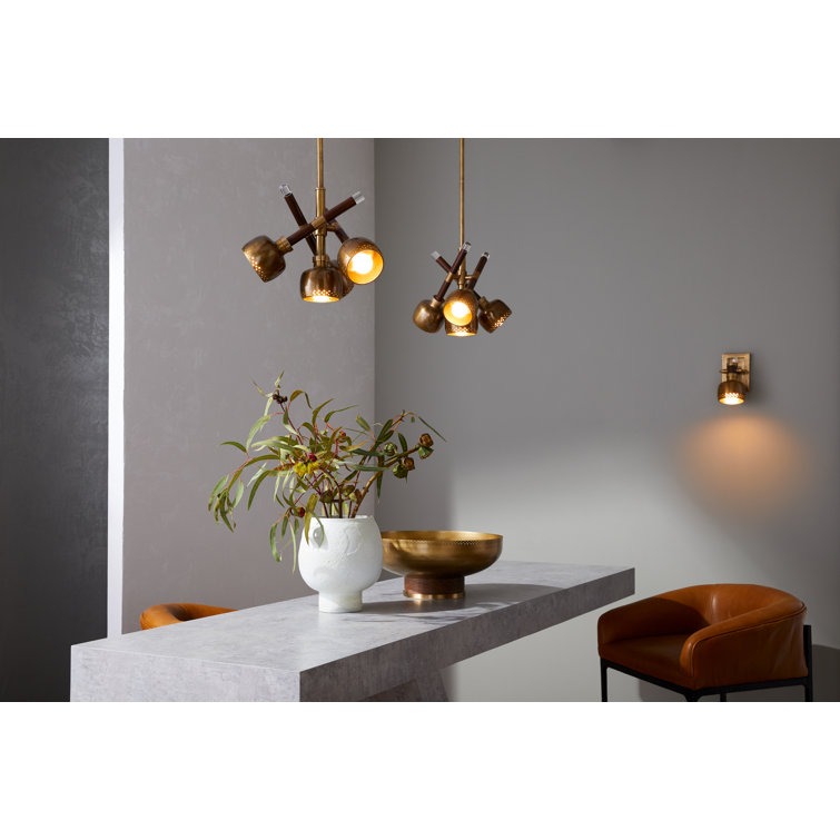 Pavo Vintage Brass and Clear Glass 16.5" Pendant Light