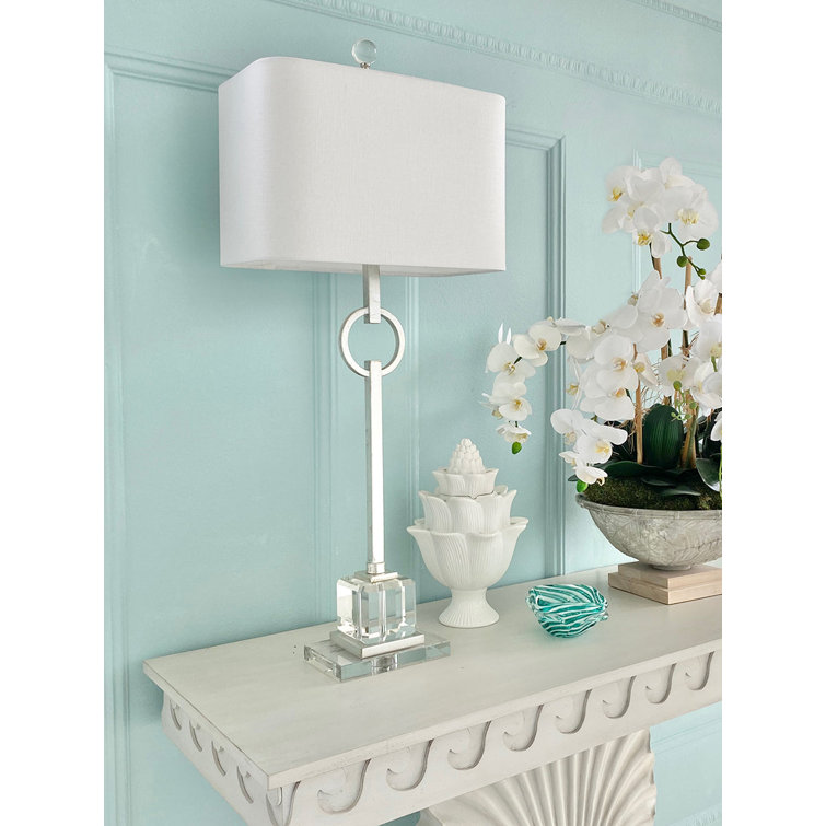 Elaina 36.5" Tall Silver Iron and Crystal Table Lamp
