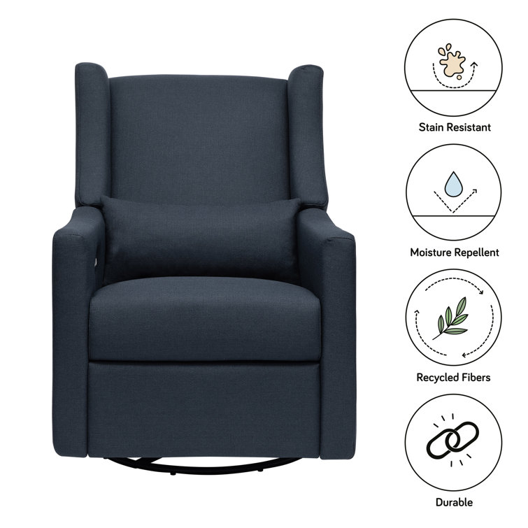 Sustainably Sourced White Linen Swivel Recliner Armchair