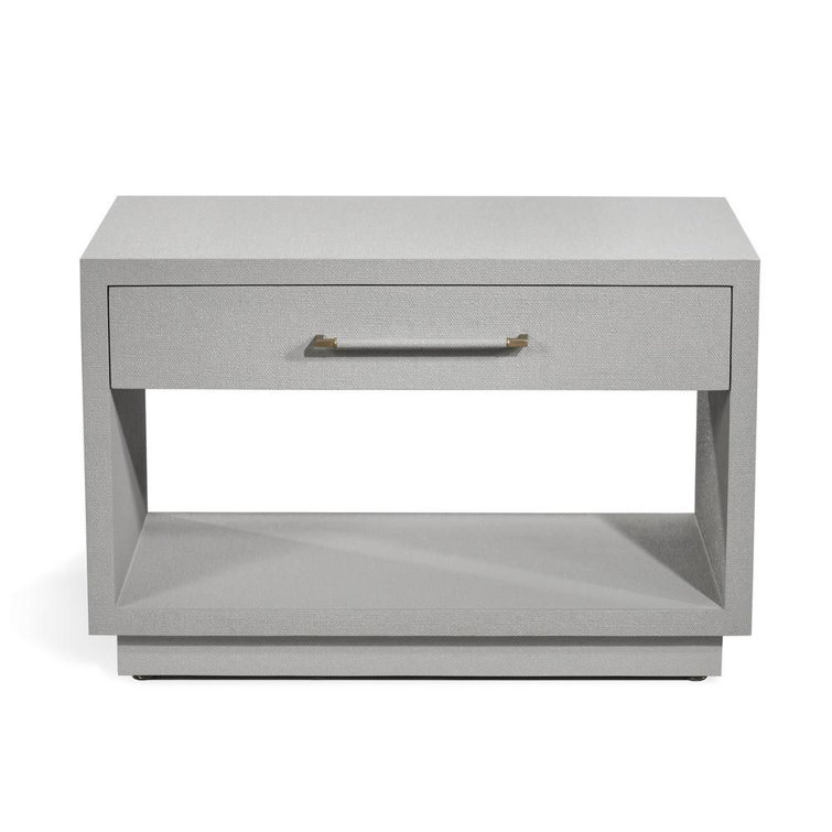 Montaigne Light Grey 1-Drawer Nightstand with Antique Brass Pull