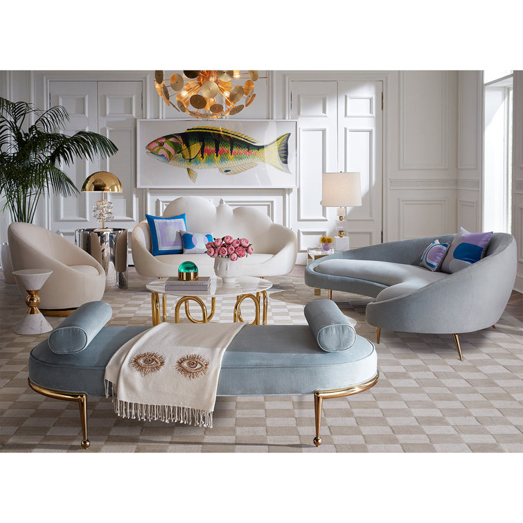 Bergamo Snow Velvet Swivel Papasan Chair with Gold Metal Legs