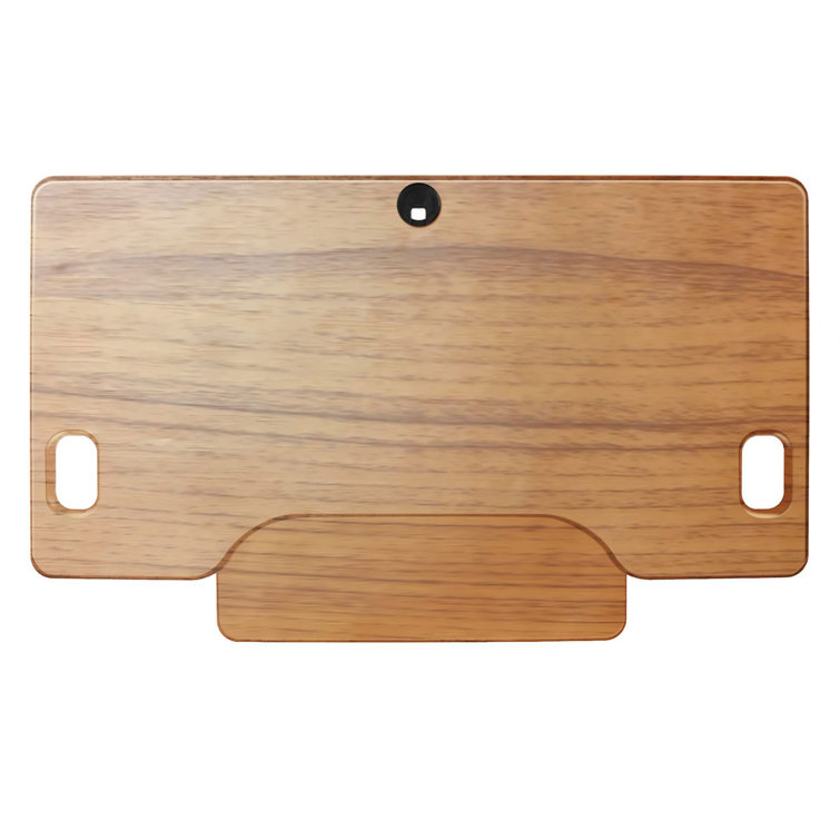 Teak Adjustable Standing Desk Converter with Keyboard Tray