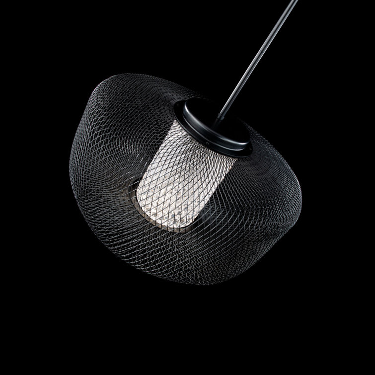 Black Crystal LED Indoor/Outdoor Drum Pendant Light