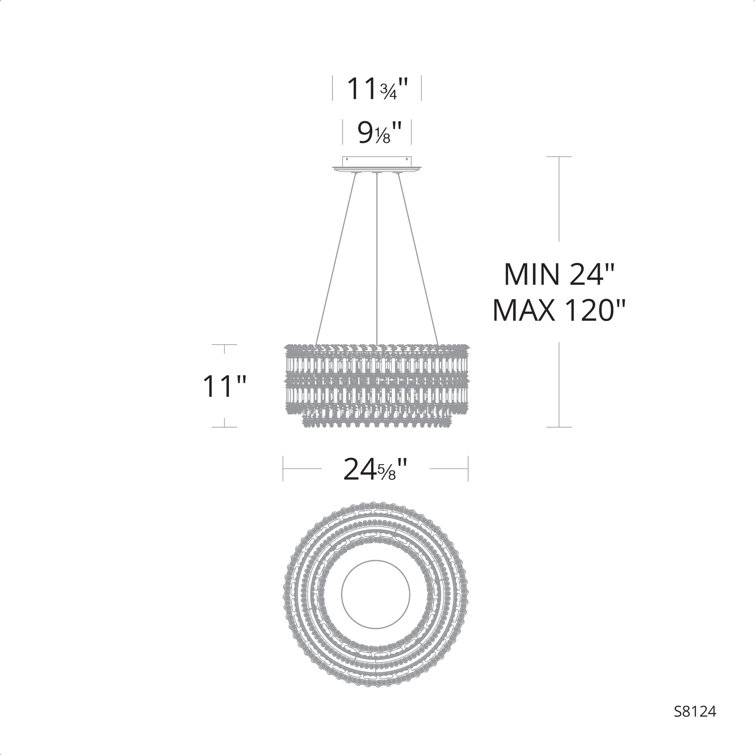 Black Crystal LED Drum Pendant Light