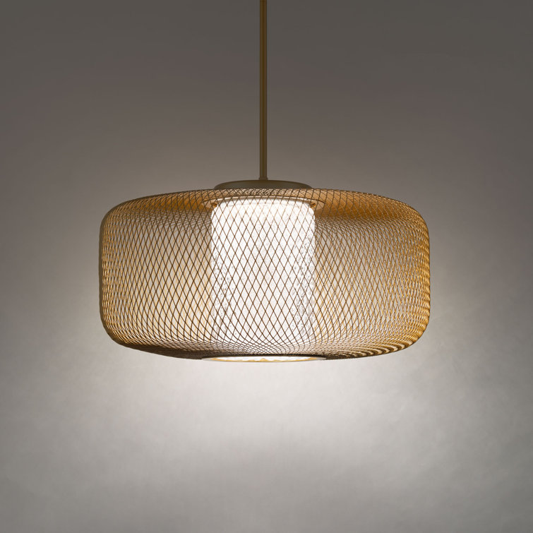 Gold Lace Optic Crystal Drum LED Pendant for Indoor/Outdoor Use