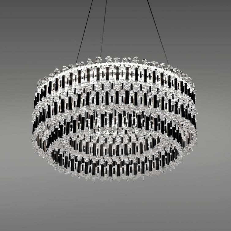 Black Crystal LED Drum Pendant Light