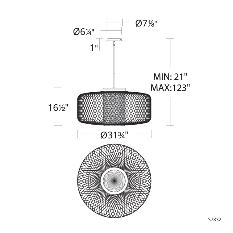 Kodo 16.5" H Black Crystal LED Drum Pendant with Optic Crystal Diffuser