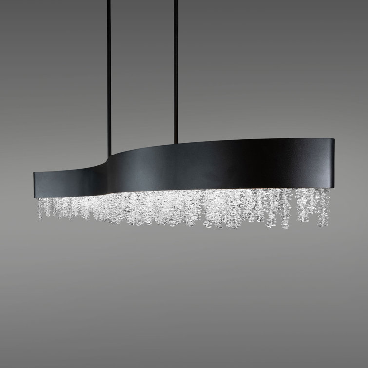 Soleil Black Optic Crystal LED Indoor/Outdoor Island Pendant