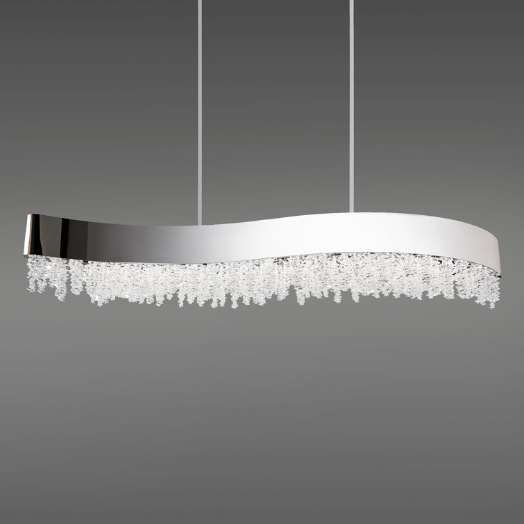 Soleil Optic Crystal Linear LED Island Pendant in Polished Nickel