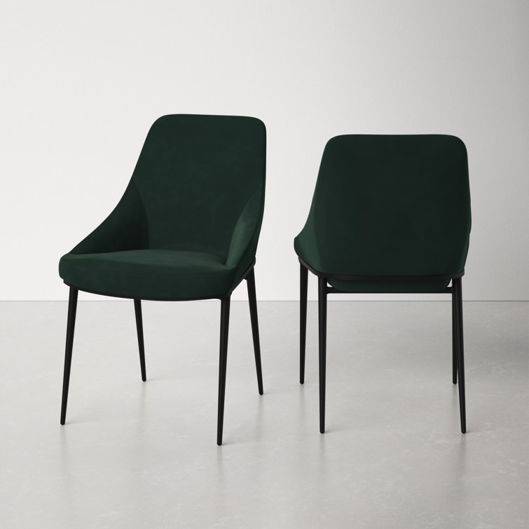 Vivian Green Velvet Upholstered Side Chair with Metal Legs - Set of 2