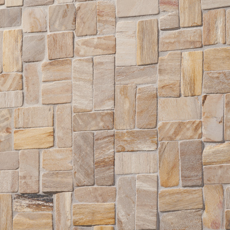 Antique Brown Petrified Wood Mosaic Tile for Indoor and Outdoor