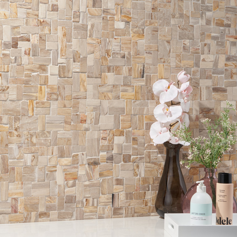 Antique Brown Petrified Wood Mosaic Tile for Indoor and Outdoor
