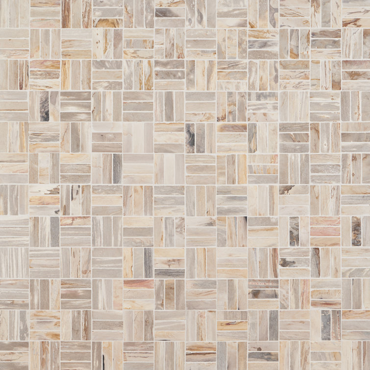 Petra Basketweave Brown Marble Mosaic Tile 12" x 12"