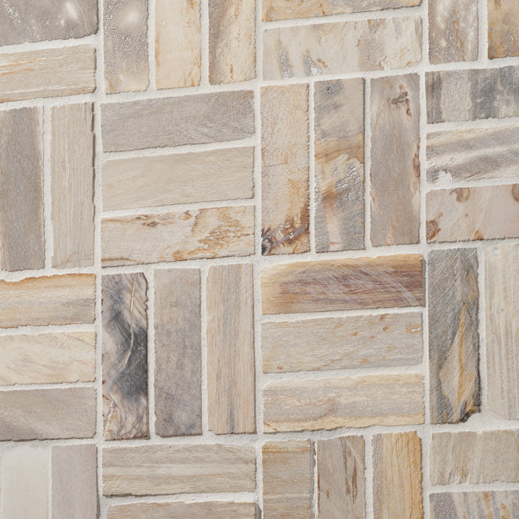 Petra Basketweave Brown Marble Mosaic Tile 12" x 12"