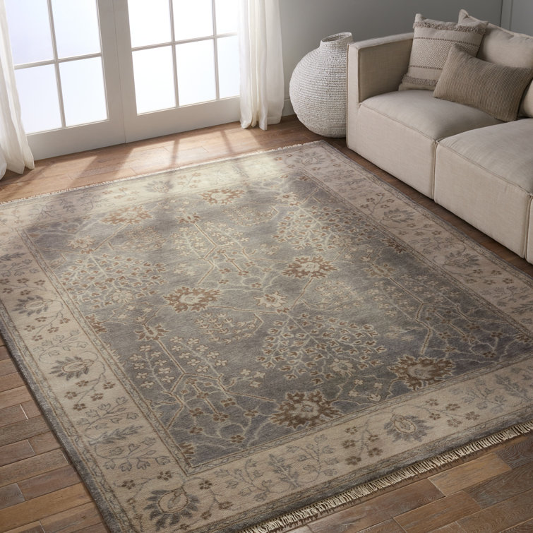 Liberty Reagan Hand-Knotted Wool Area Rug in Gray and Beige