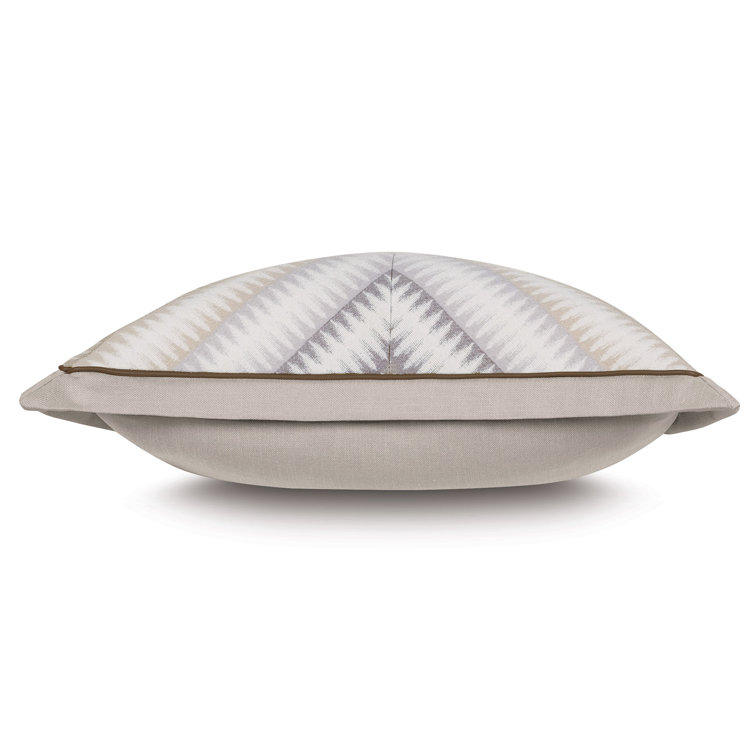 Square Beige and Gray Polyester Throw Pillow with Flanged Edges