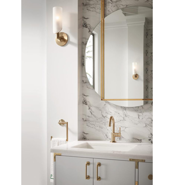 Luxe Gold Frosted Glass Cylinder Wall Sconce