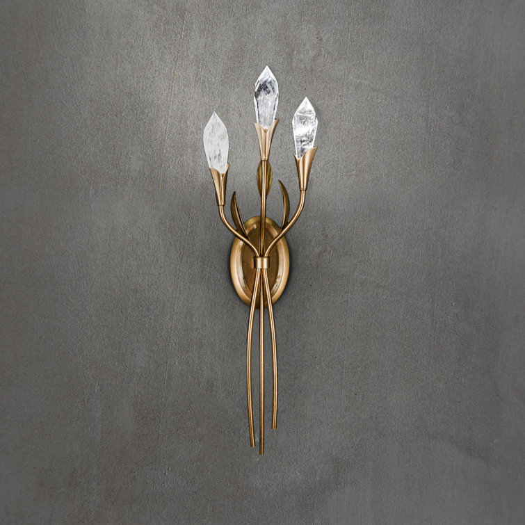French Gold Crystal Dimmable 3-Light LED Sconce