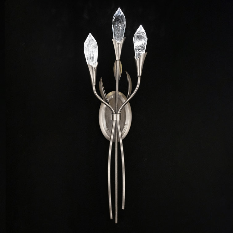 Antique Silver 3-Light Dimmable LED Sconce with Optic Haze Crystal