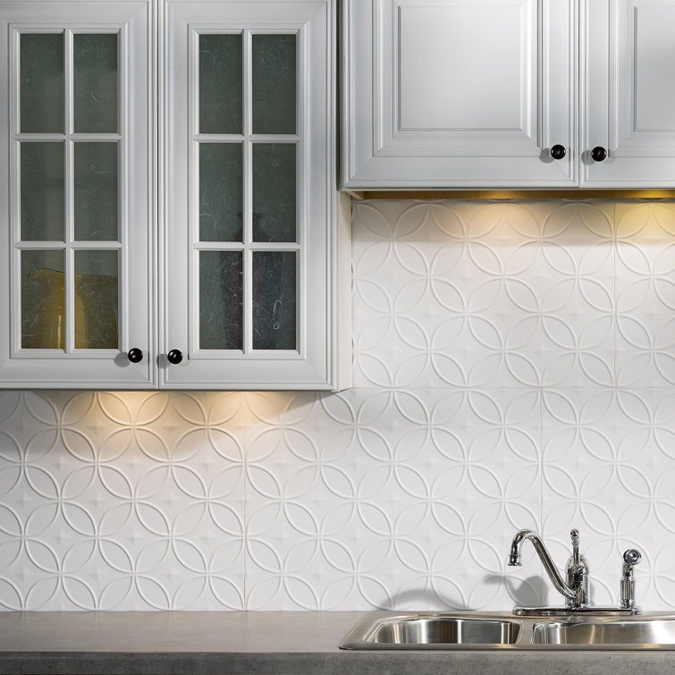 Matte White Vinyl Decorative Backsplash Kit 15 sq ft