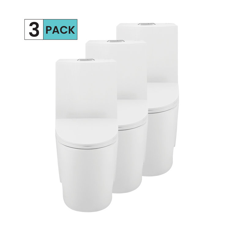 Glossy White Ceramic Dual Flush Elongated One-Piece Toilet