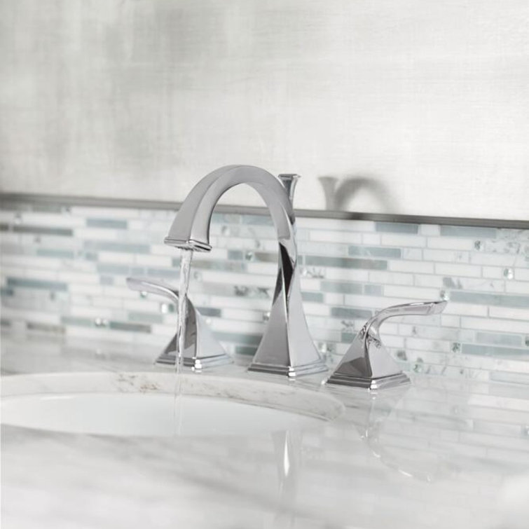 Polished Nickel Brass Widespread Bathroom Faucet with Drain Assembly