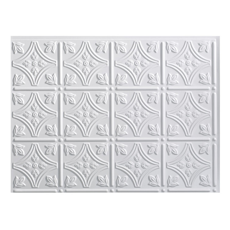 Gloss White Vinyl Traditional Decorative Backsplash Panels, 18in x 24in