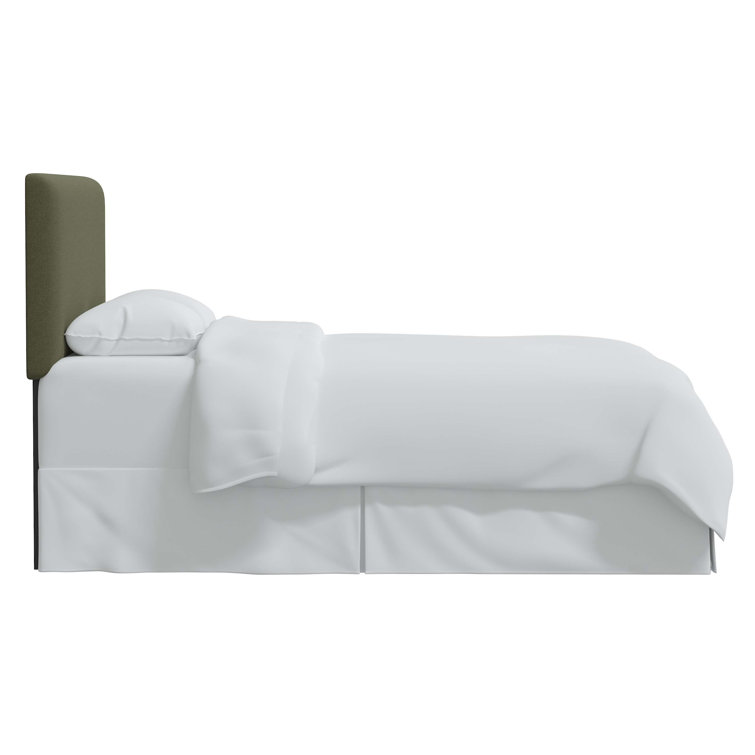 Classic Black Linen Upholstered Queen Headboard with Solid Wood Frame