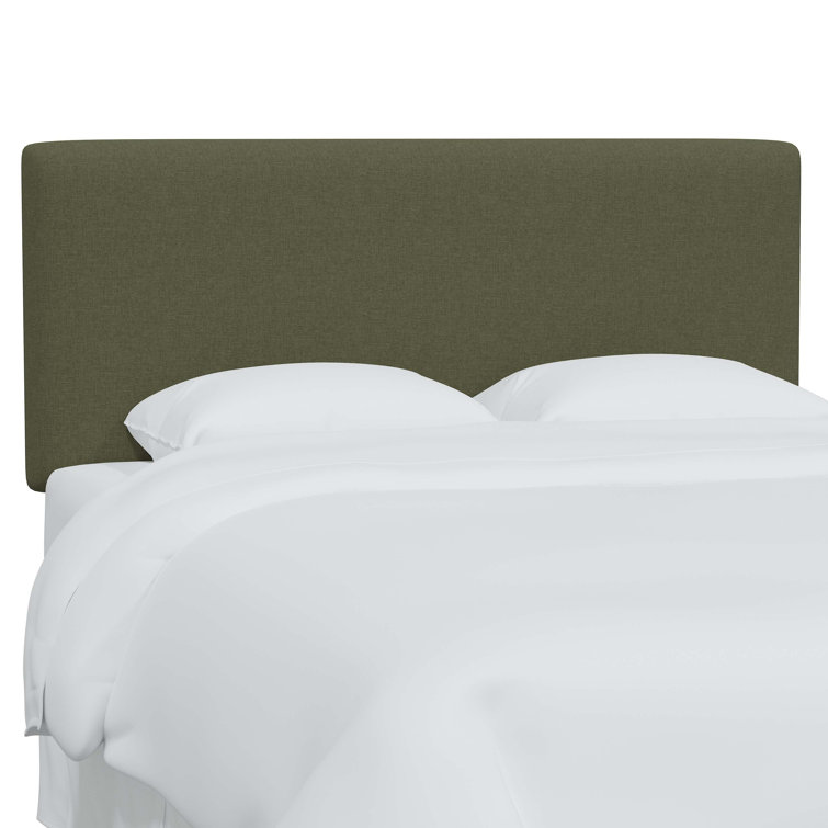 Classic Black Linen Upholstered Queen Headboard with Solid Wood Frame