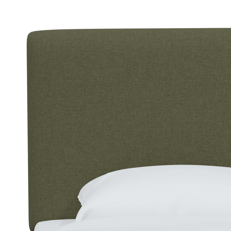 Classic Black Linen Upholstered Queen Headboard with Solid Wood Frame
