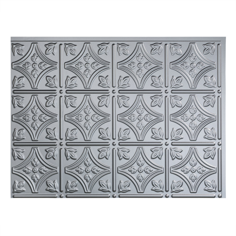 Argent Silver Traditional Vinyl Backsplash Panels, 18in x 24in, 5 Pack