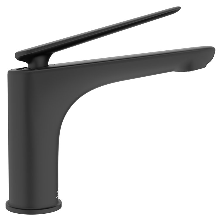 Matte Black Single Handle Bathroom Faucet with Drain Assembly