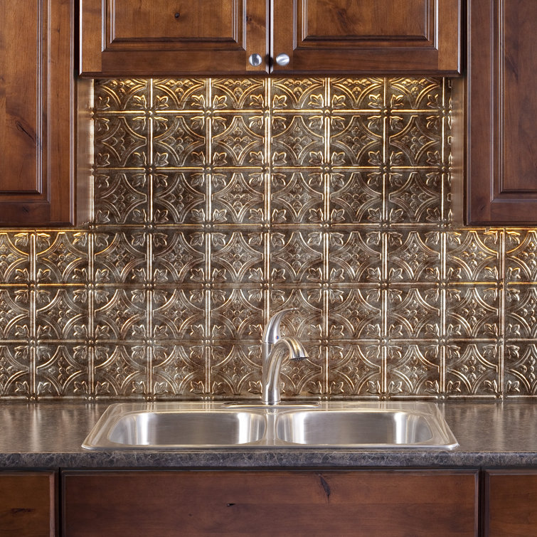 Bermuda Bronze Traditional Decorative Vinyl Backsplash Panel 18in x 24in
