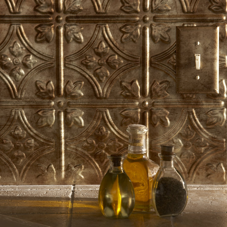 Bermuda Bronze Traditional Decorative Vinyl Backsplash Panel 18in x 24in