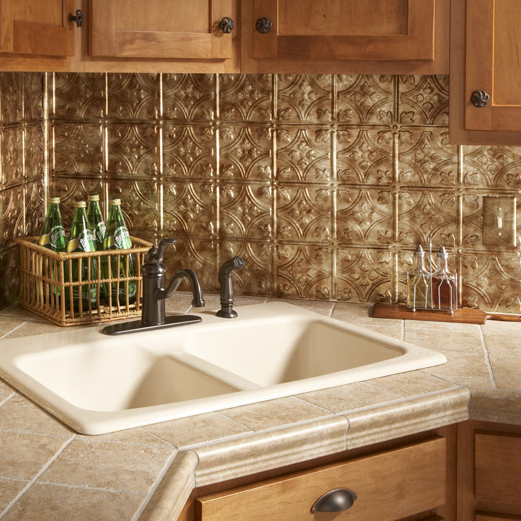 Bermuda Bronze Traditional Decorative Vinyl Backsplash Panel 18in x 24in