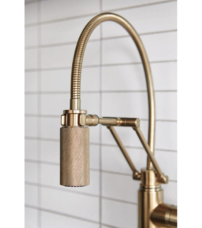 Modern Nickel 21.5" Stainless Steel Kitchen Faucet with Pull-out Spray