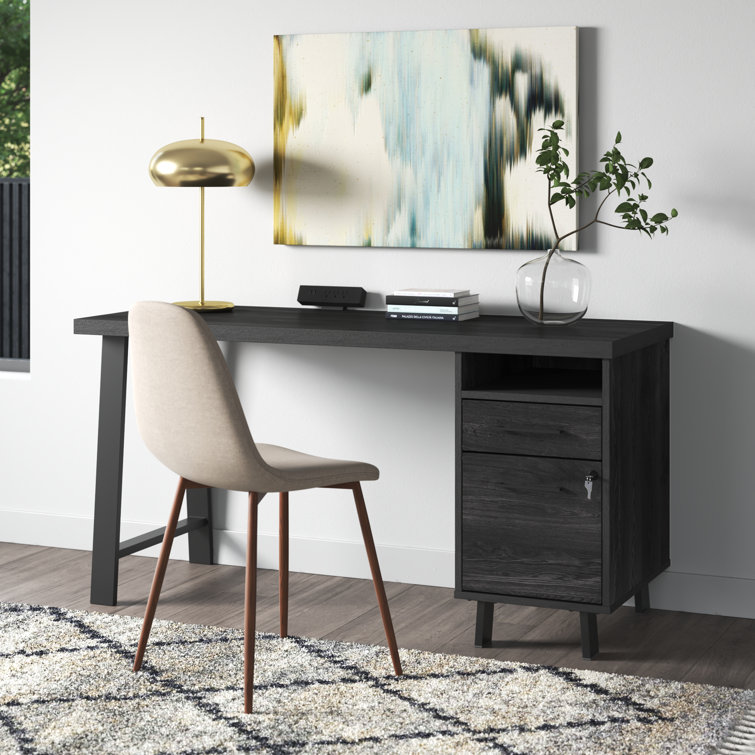 Gray Oak Multifunctional Computer Desk with Power Outlets and USB Ports