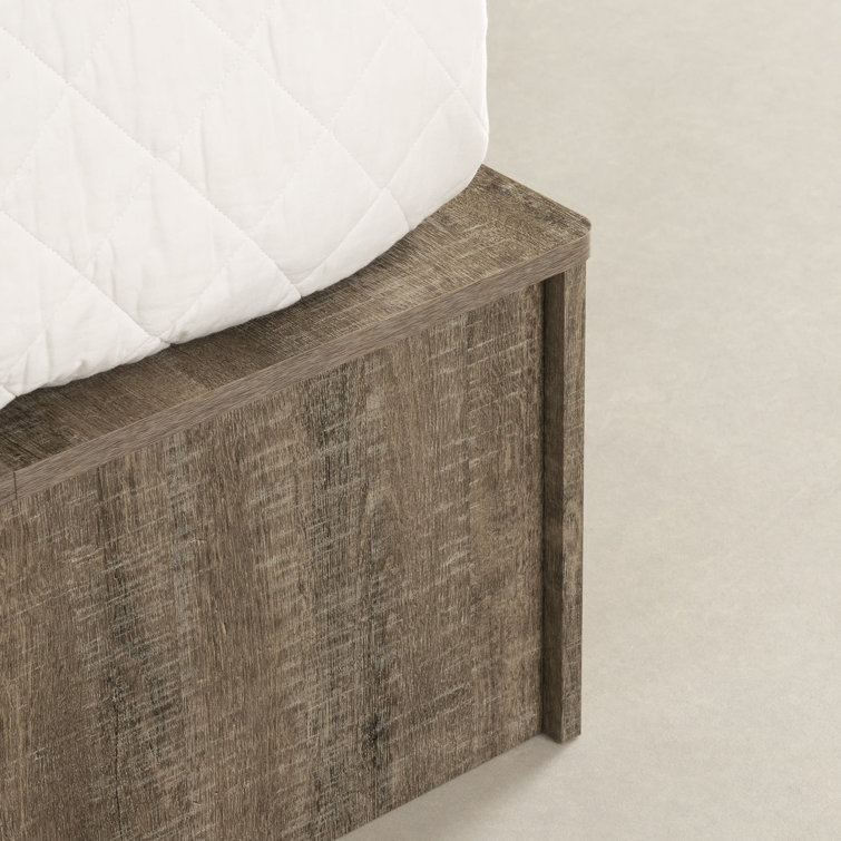 Weathered Oak Queen Storage Bed with Wicker Baskets