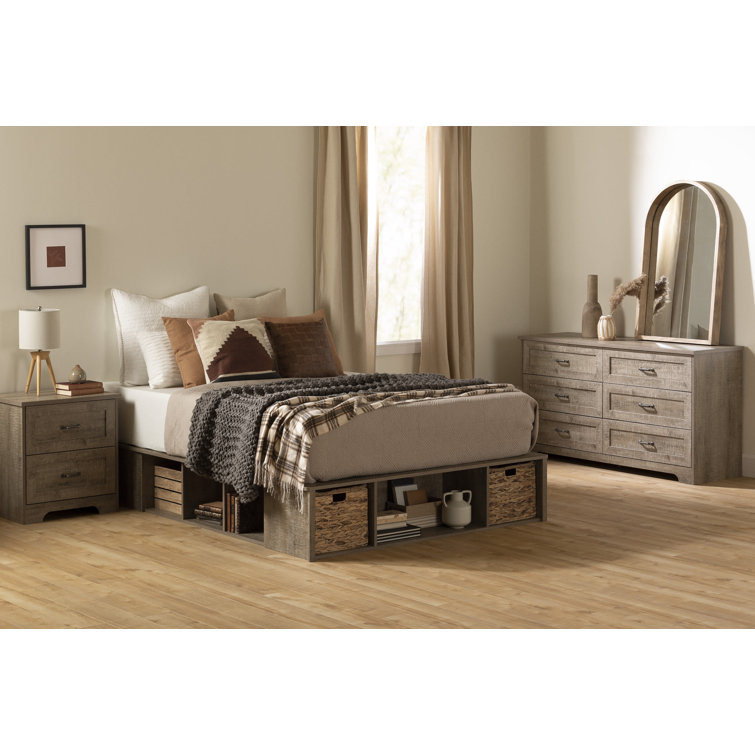 Weathered Oak 2-Drawer Farmhouse Nightstand