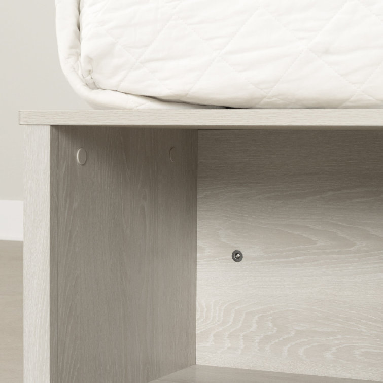 Winter Oak Full Storage Bed with Baskets and Wood Frame