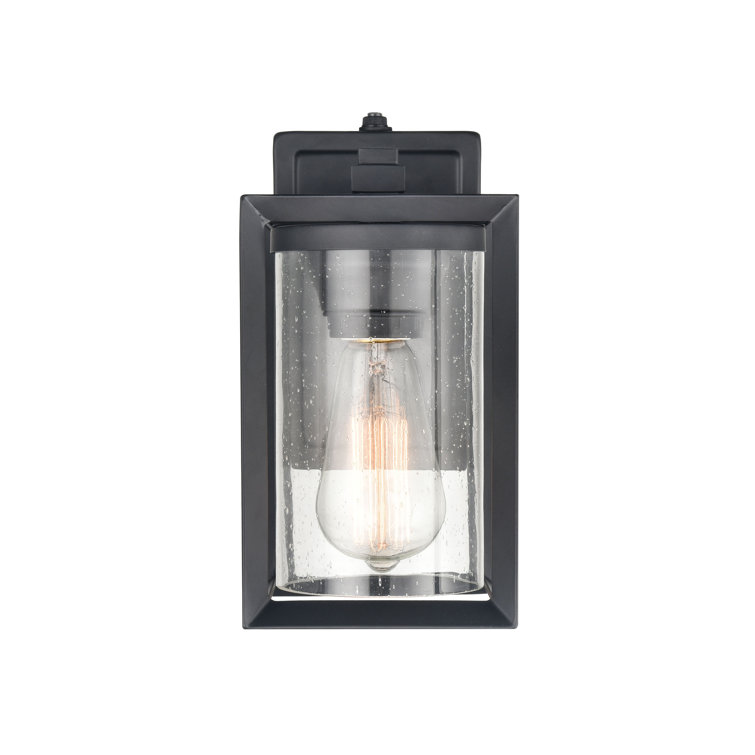 Wheatland 10'' Black Outdoor Wall Lantern with Clear Seeded Glass