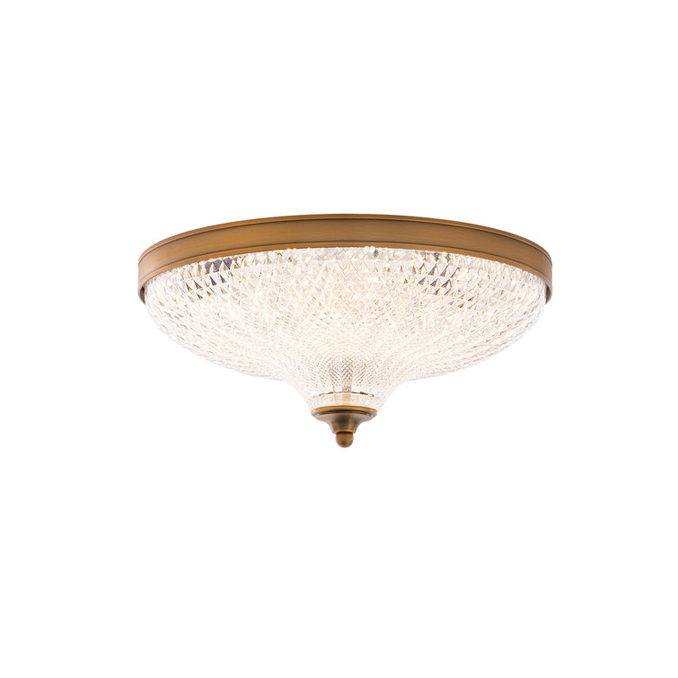 Aged Brass Optic Crystal LED Flush Mount Indoor/Outdoor Light