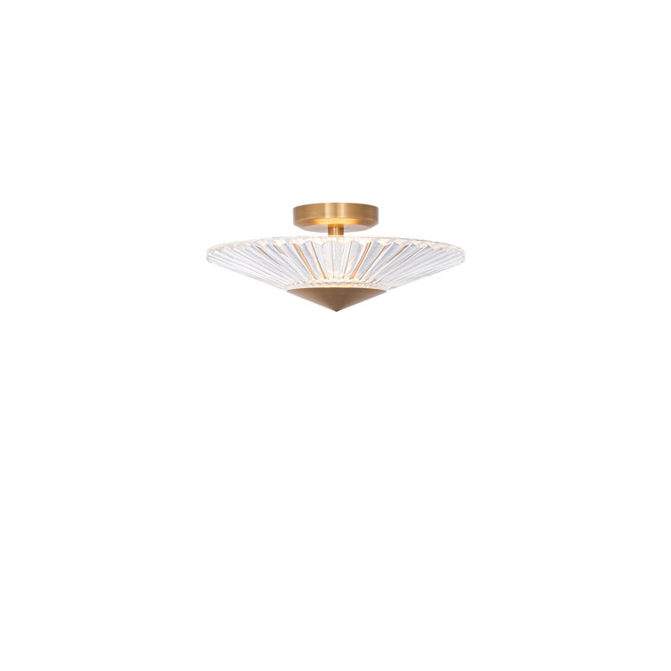 Aged Brass Crystal LED Semi-Flush Mount Light