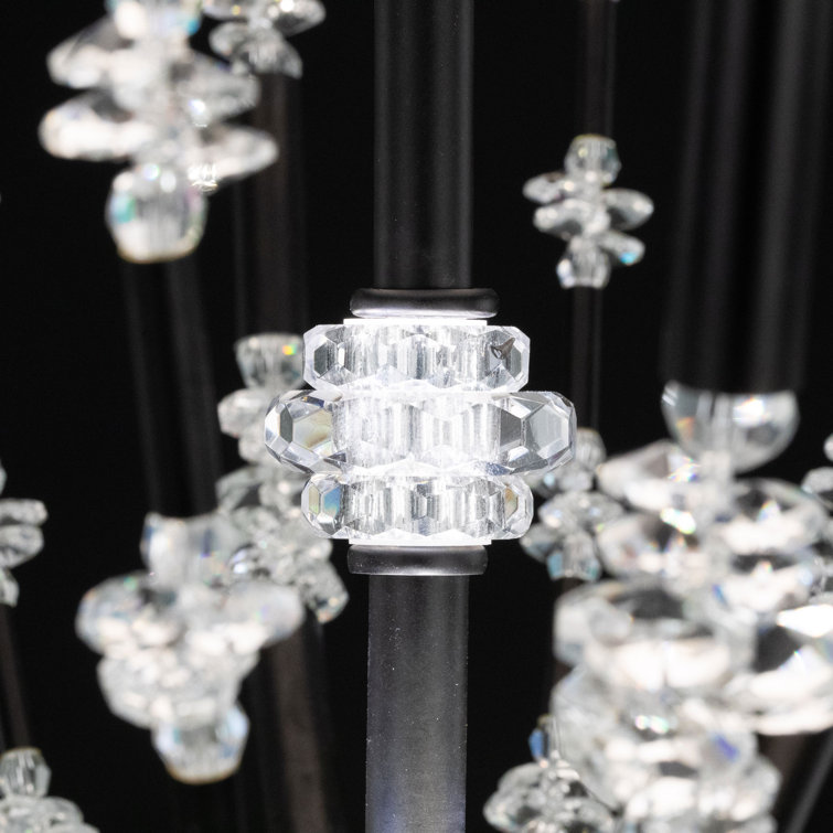 Bali 16" Black Optic Crystal LED Semi Flush Mount for Indoor/Outdoor