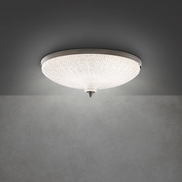 Antique Nickel Optic Crystal LED Flush Mount Light