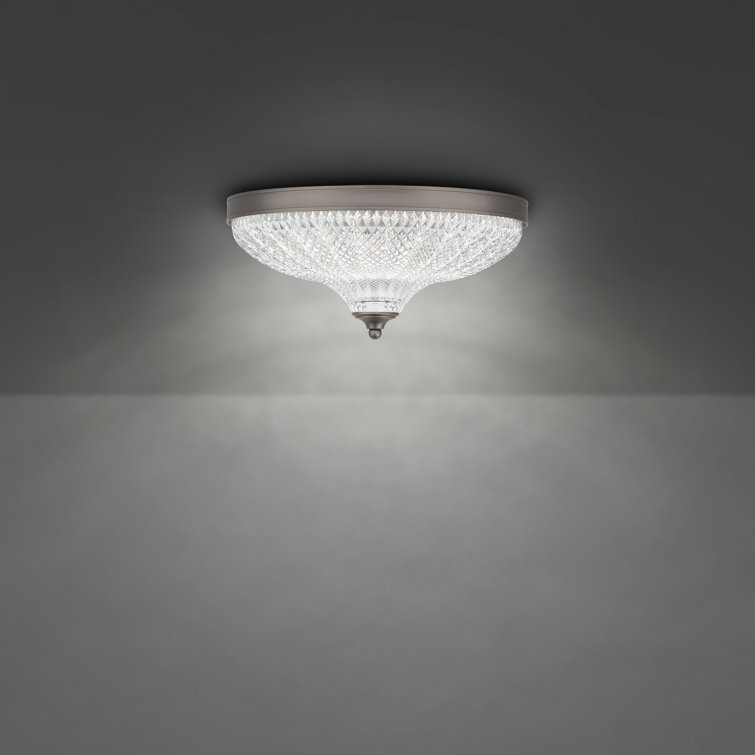 Antique Nickel Optic Crystal LED Flush Mount Light